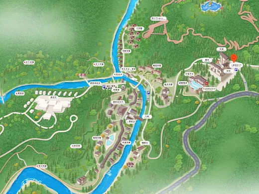九真镇结合景区手绘地图智慧导览和720全景技术，可以让景区更加“动”起来，为游客提供更加身临其境的导览体验。